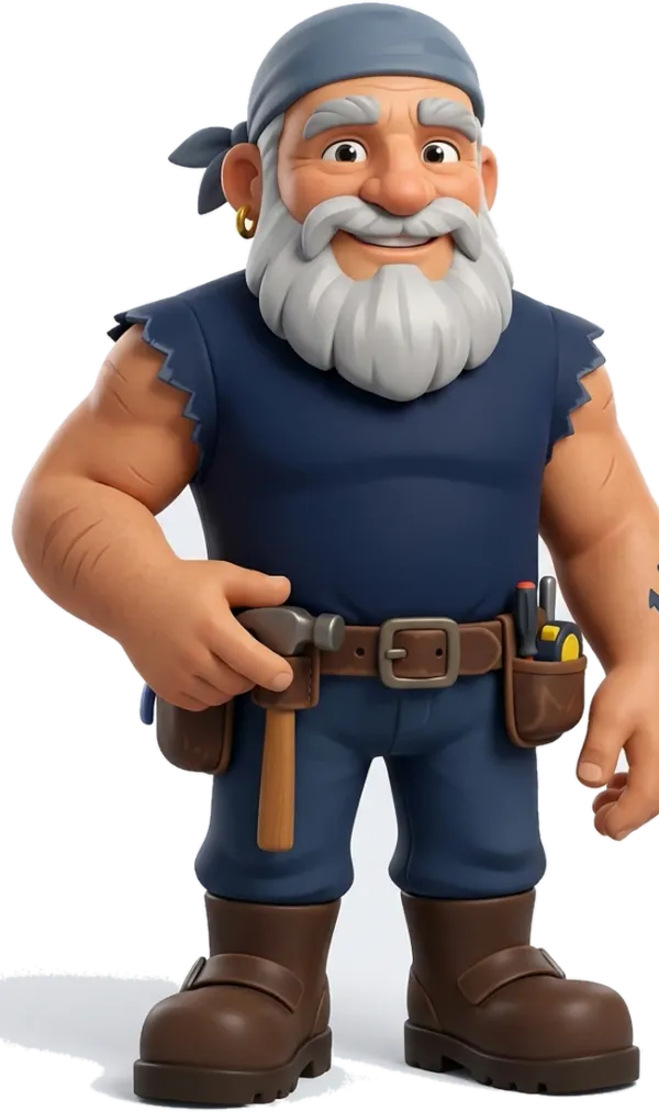 Cap, the Service Anchor tradesman mascot, leaning beside the signup form